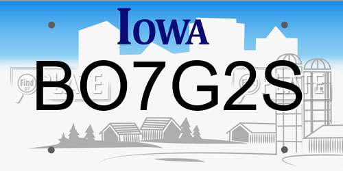 BO7G2S Iowa License Plate