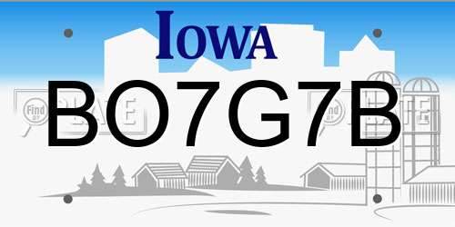 BO7G7B Iowa License Plate