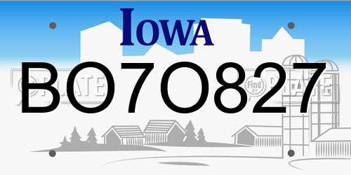 BO7O827 Iowa License Plate