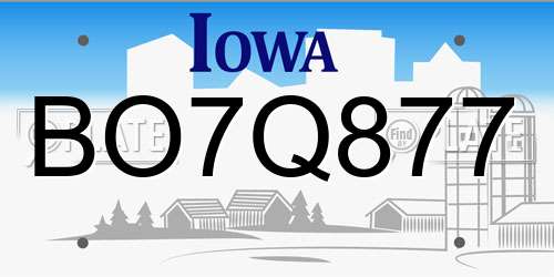 BO7Q877 Iowa License Plate