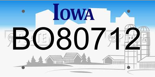 BO80712 Iowa License Plate