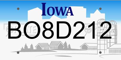 BO8D212 Iowa License Plate