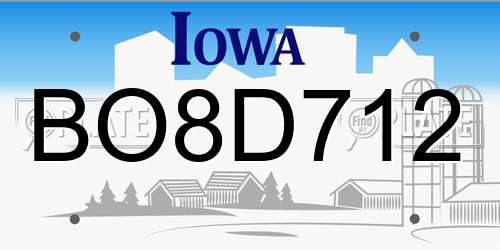BO8D712 Iowa License Plate