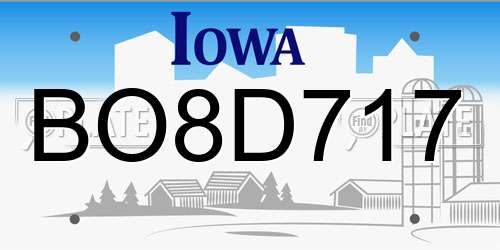 BO8D717 Iowa License Plate