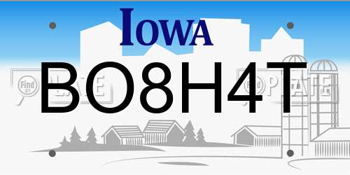 BO8H4T Iowa License Plate