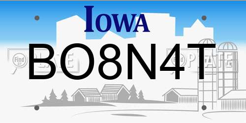 BO8N4T Iowa License Plate