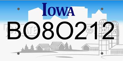 BO8O212 Iowa License Plate