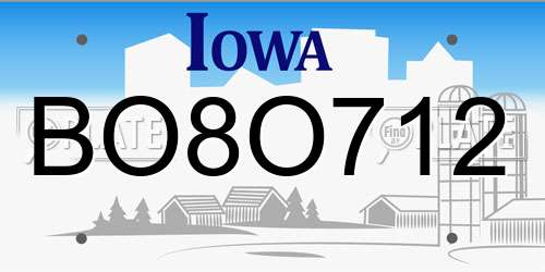 BO8O712 Iowa License Plate