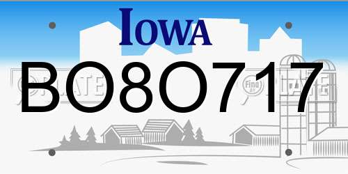 BO8O717 Iowa License Plate