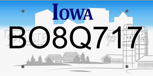 BO8Q717 Iowa License Plate