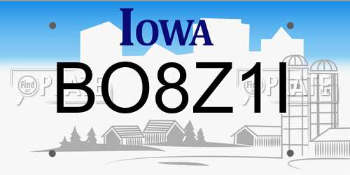 BO8Z1I Iowa License Plate