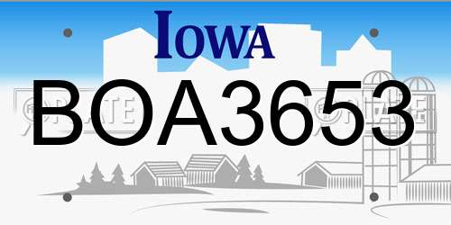 BOA3653 Iowa License Plate