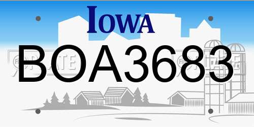 BOA3683 Iowa License Plate