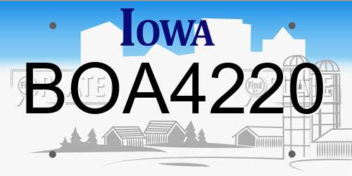 BOA4220 Iowa License Plate