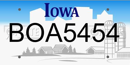 BOA5454 Iowa License Plate