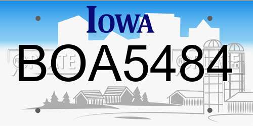BOA5484 Iowa License Plate