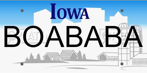 BOABABA Iowa License Plate