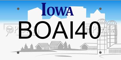 BOAI40 Iowa License Plate