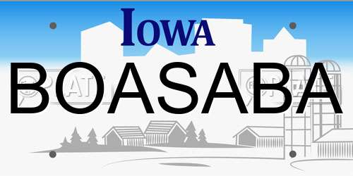 BOASABA Iowa License Plate