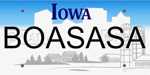 BOASASA Iowa License Plate
