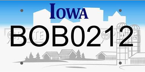 BOB0212 Iowa License Plate