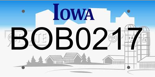 BOB0217 Iowa License Plate