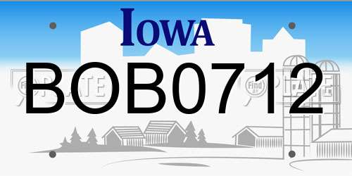 BOB0712 Iowa License Plate