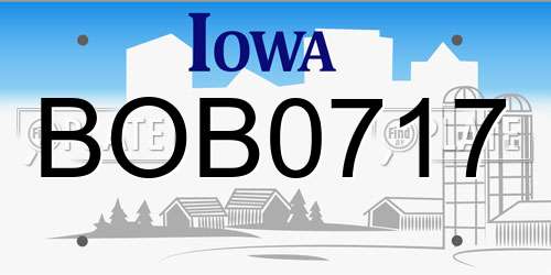 BOB0717 Iowa License Plate