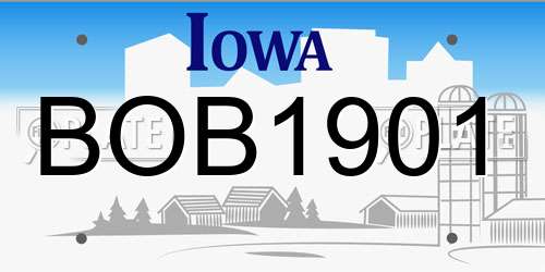 BOB1901 Iowa License Plate