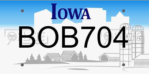 BOB704 Iowa License Plate