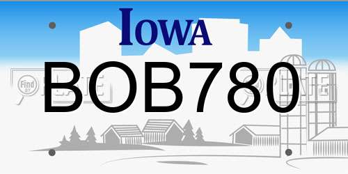 BOB780 Iowa License Plate