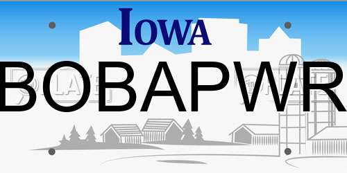 BOBAPWR Iowa License Plate