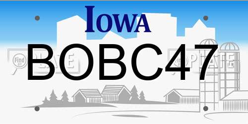 BOBC47 Iowa License Plate