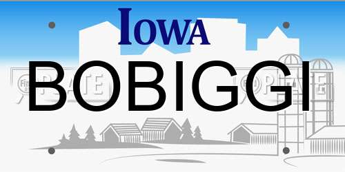 BOBIGGI Iowa License Plate