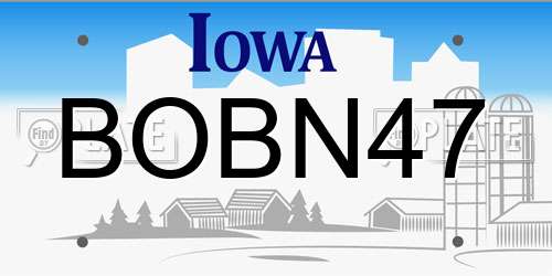BOBN47 Iowa License Plate