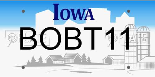 BOBT11 Iowa License Plate