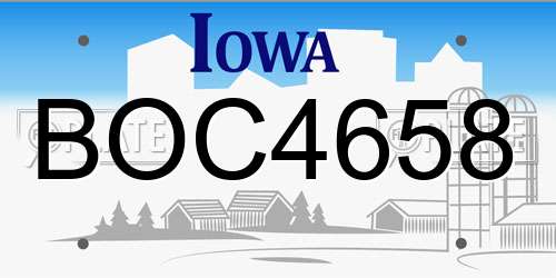 BOC4658 Iowa License Plate