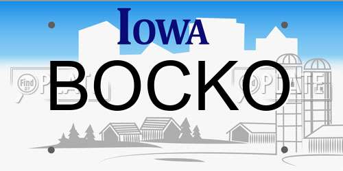 BOCKO Iowa License Plate