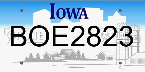 BOE2823 Iowa License Plate
