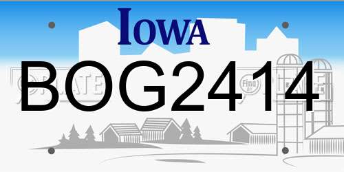 BOG2414 Iowa License Plate