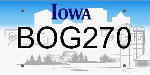 BOG270 Iowa License Plate