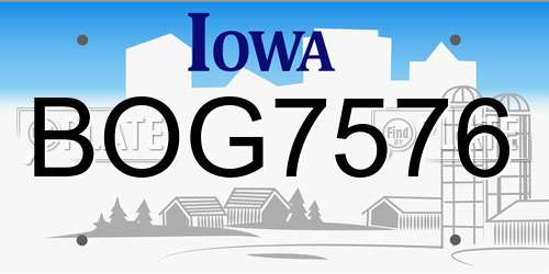 BOG7576 Iowa License Plate