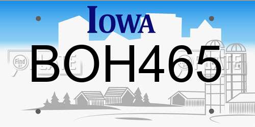 BOH465 Iowa License Plate