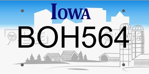BOH564 Iowa License Plate