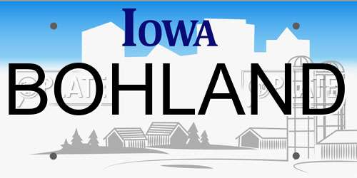 BOHLAND Iowa License Plate