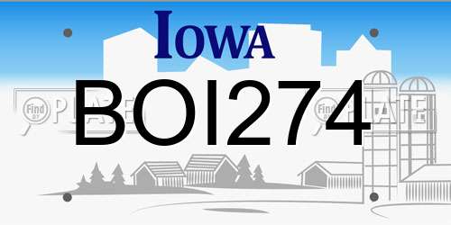 BOI274 Iowa License Plate
