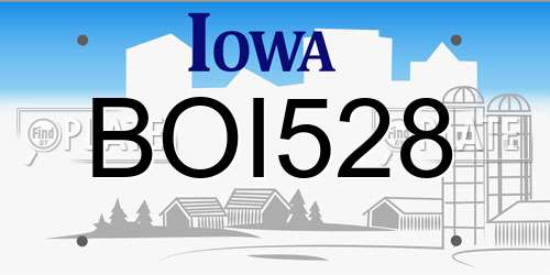 BOI528 Iowa License Plate