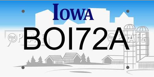 BOI72A Iowa License Plate