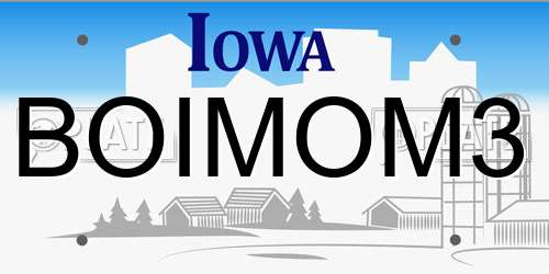 BOIMOM3 Iowa License Plate