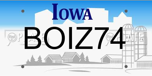 BOIZ74 Iowa License Plate